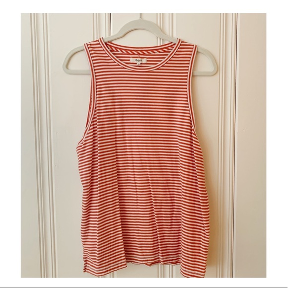 Madewell Tops - Madewell Red Stripe Cotton Tank Top
